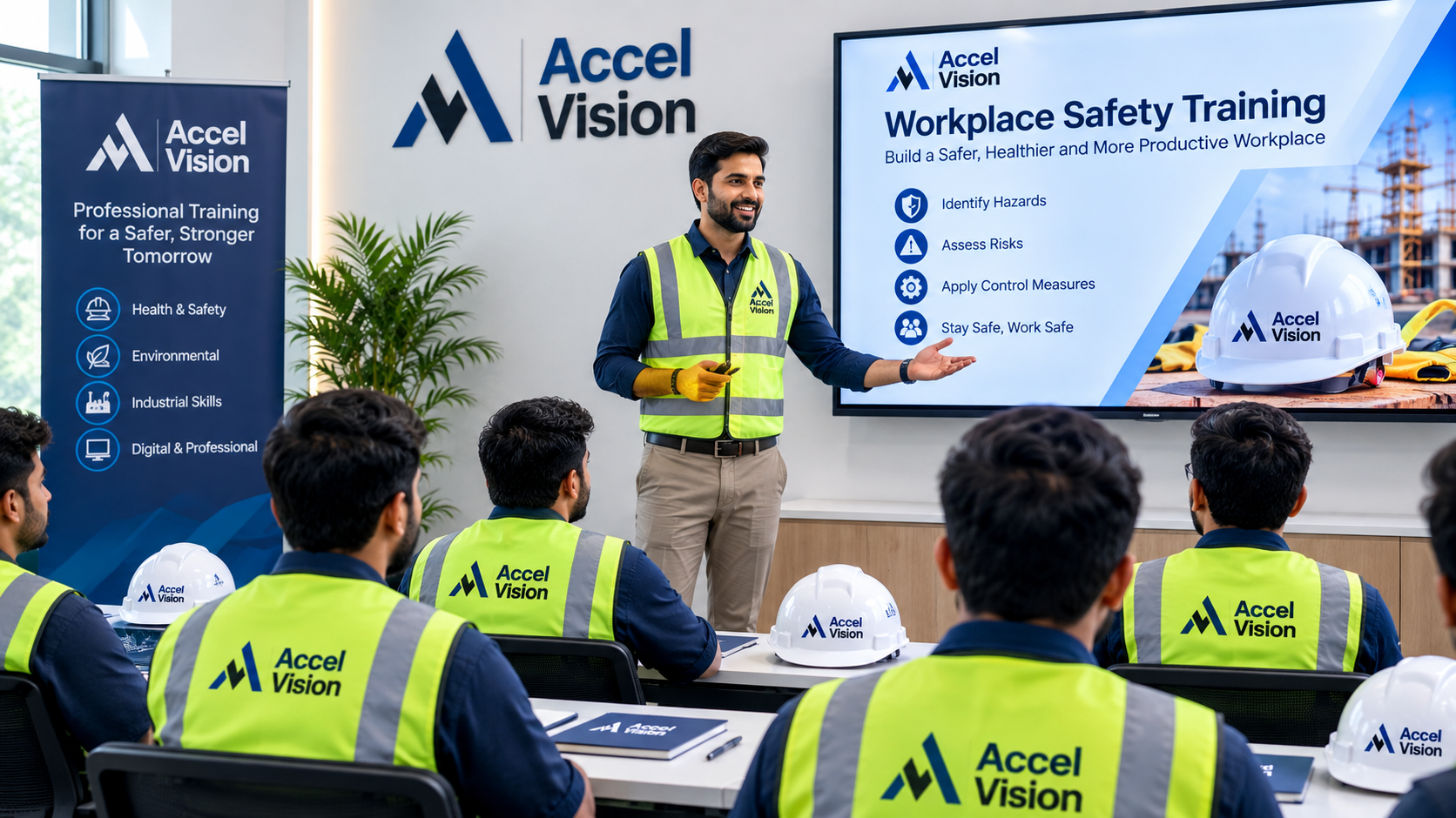 Trainer presenting professional safety content